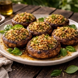 Walnut Stuffed Mushrooms